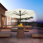 3(m) Garden Parasol W/ Lights, Crank Handle & Cross Base | Cream