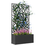 Metal Garden Bed With Trellis, Two Trees Cut-out Screen
