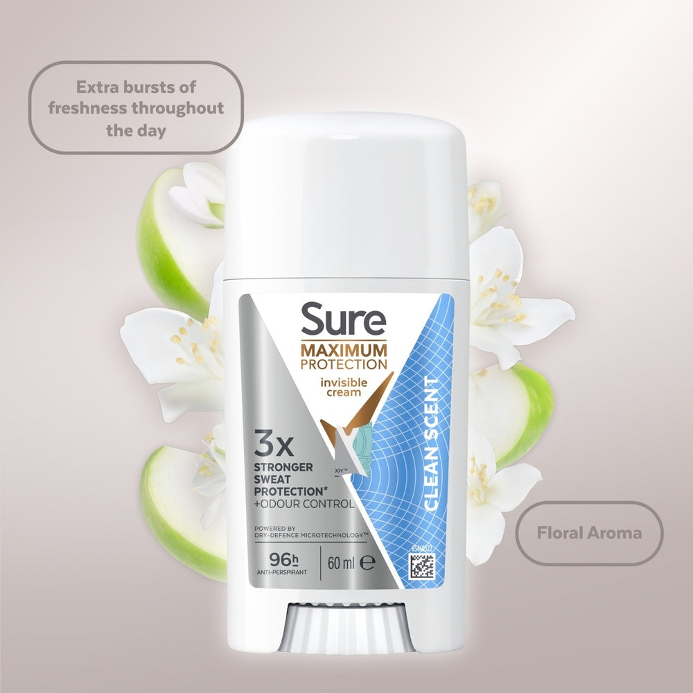 Women Maximum Protection Anti-perspirant Cream, Clean Scent, 60ml | Set-of-6