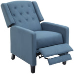 Button Tufted Microfibre Recliner Armchair | Blue