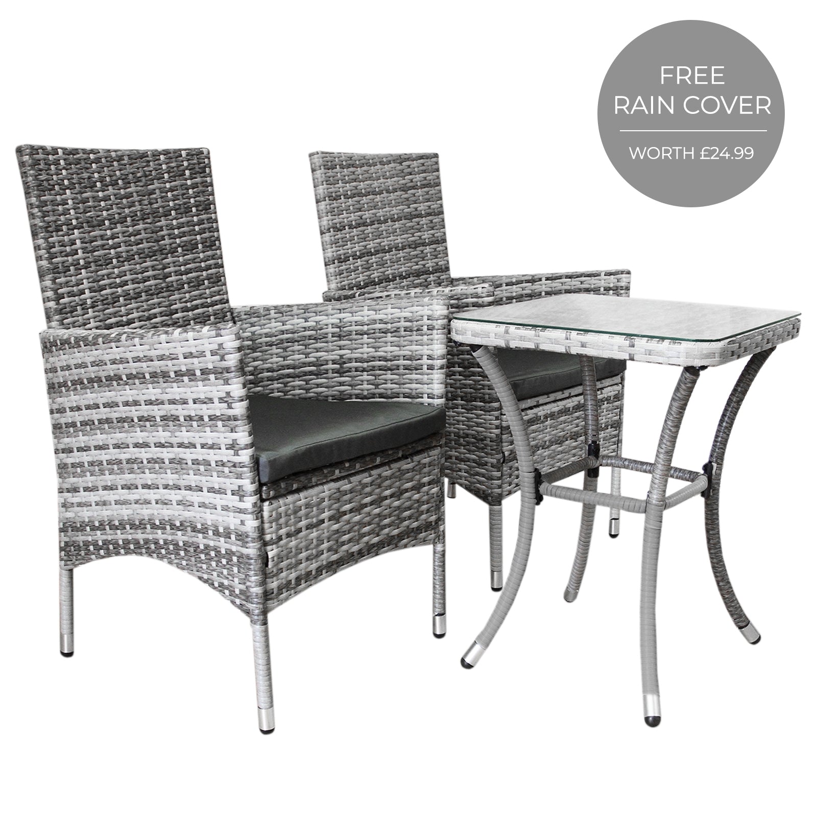 Rattan Bistro Set | Light Grey