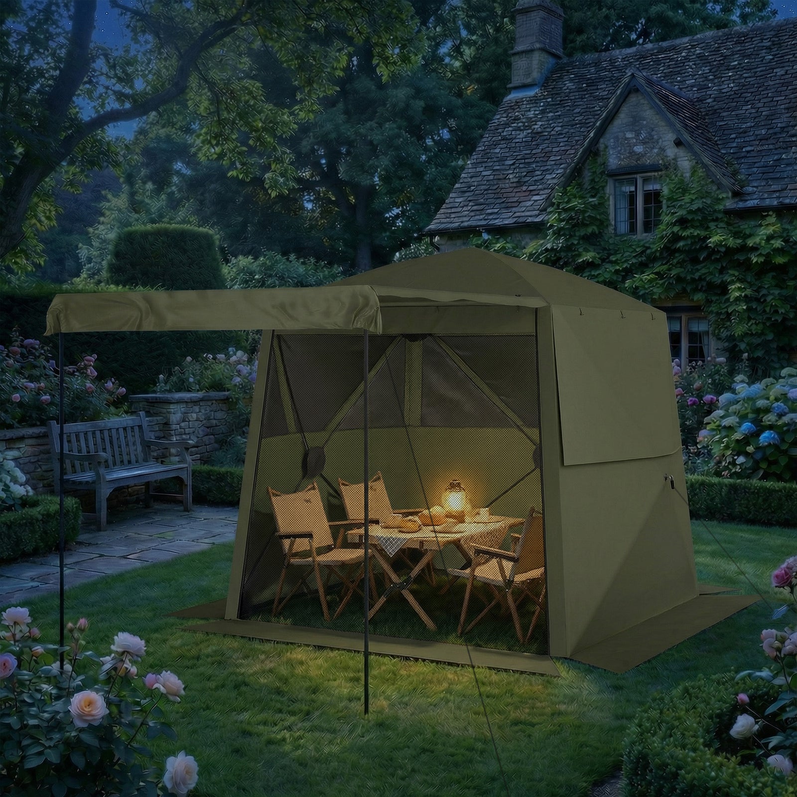 Pop Up Gazebo Waterproof With Awning 2 X 2 M | Green