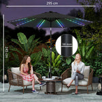 3 M Garden Parasol Umbrella With Led Lights, Patio Umbrella | Black