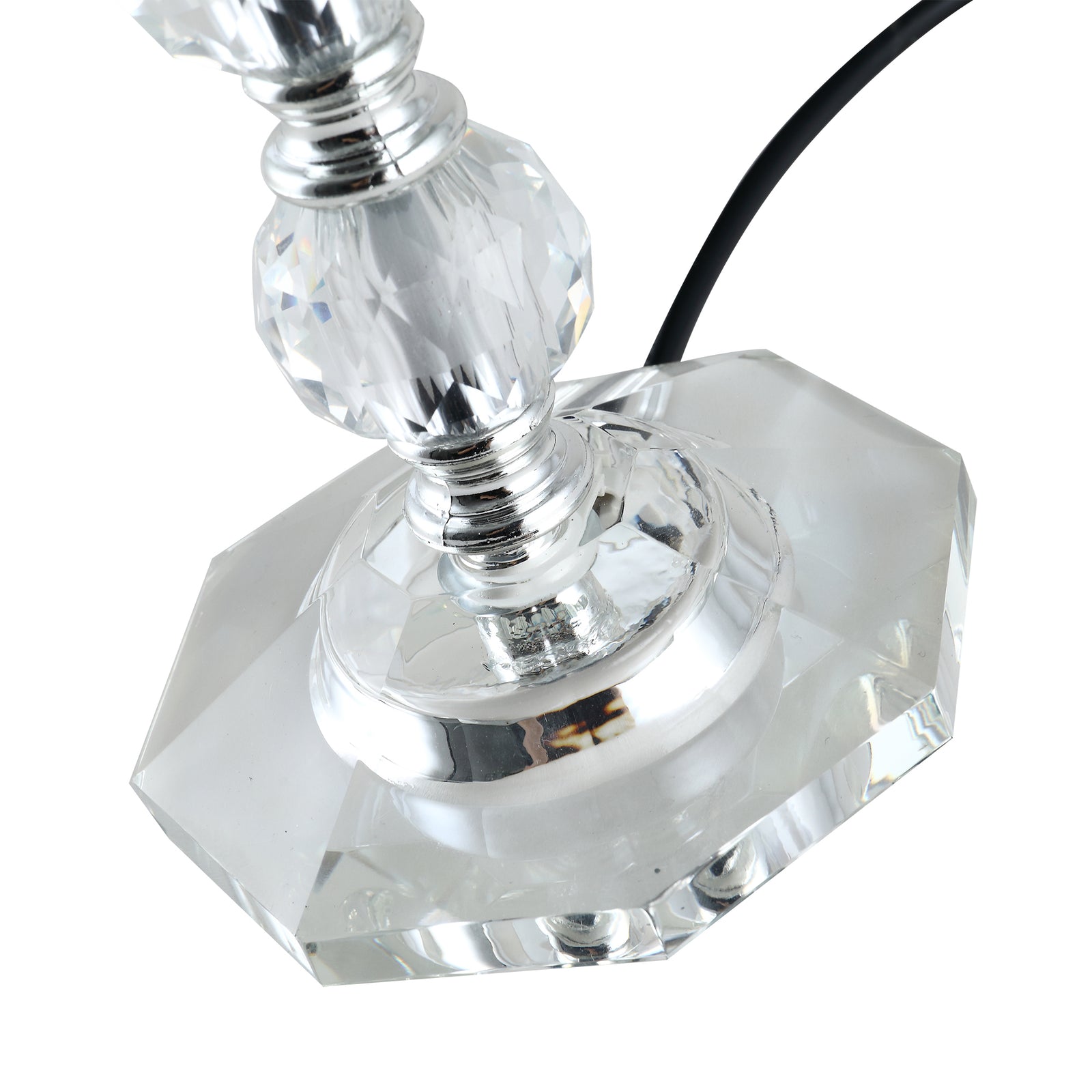 Crystallite Table Lamp W/ Fabric Lampshade Switch Beautiful