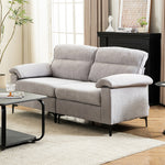 Minimalist Chenille Fabric Two-seat Sofa With Wooden Frame & Black Metal Legs | Grey