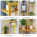 5 Tier Wooden Plant Stand Tall Plant Display Shelving Unit Indoor Outdoor Flower Rack 103cm Height | Natural