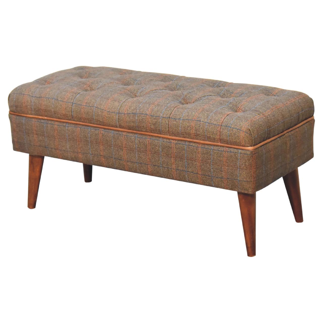 Solid Wood Multi Tweed Buffalo Pipe Bench