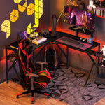 Corner Gaming Desk W/ Monitor Stand Cup Holder | Black