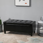 Pu Leather Storage Bench, Wooden Frame | Black