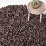 Dallas Leather Shaggy Rug | 150cm | Chocolate