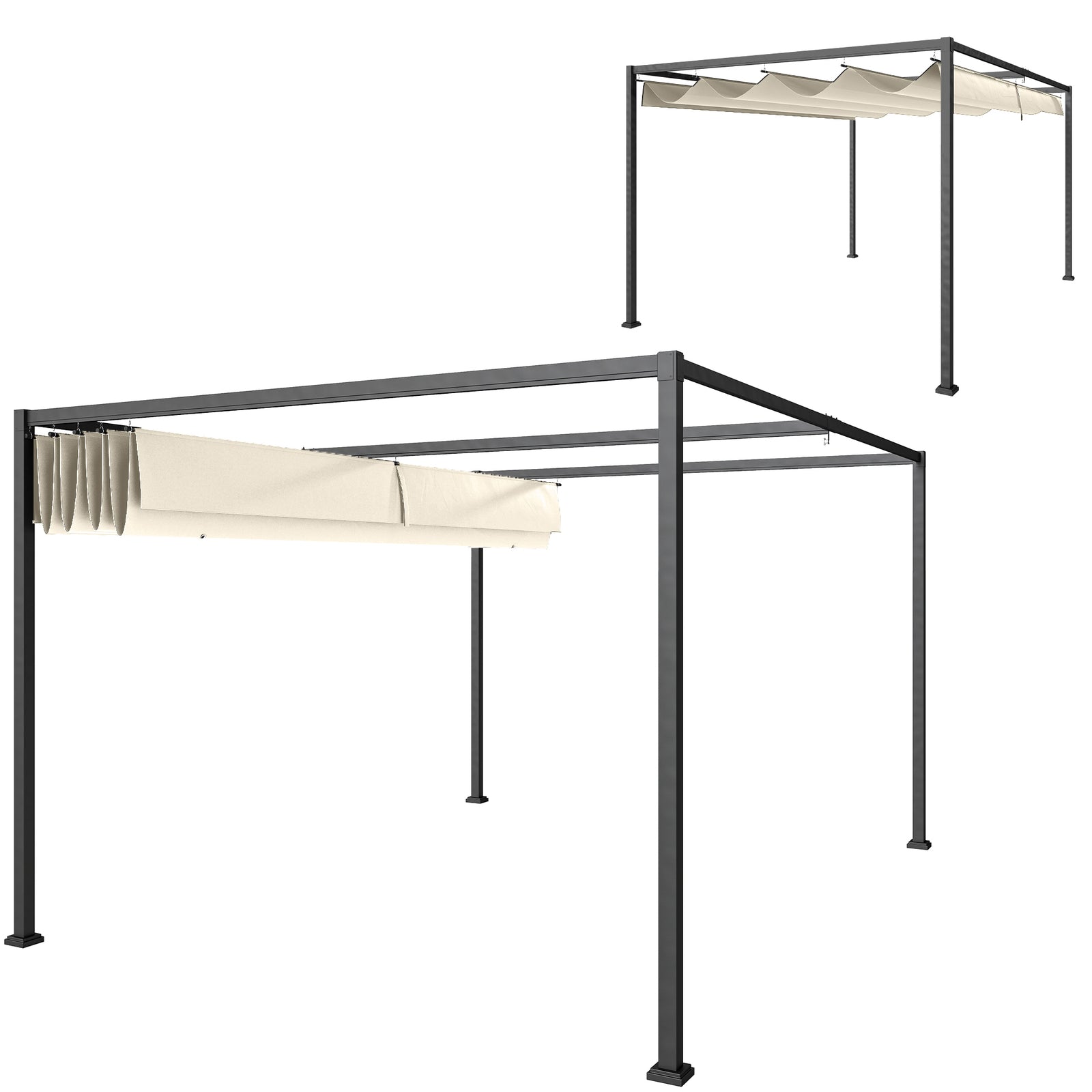 3x2m Metal Pergola Gazebo Retractable Canopy Cream
