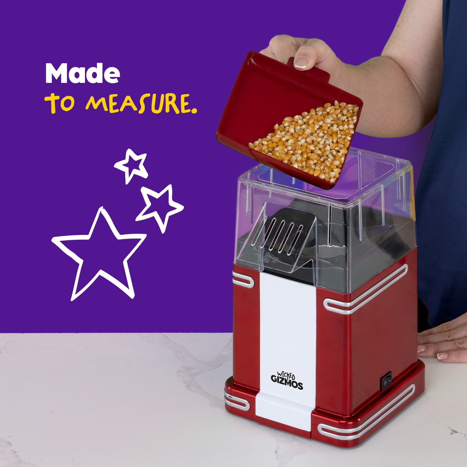 1200w Red Retro Popcorn Maker Hot Air Machine With 6 Boxes