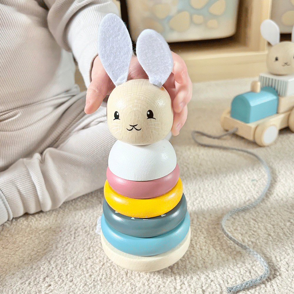 Wooden Rabbit Stacking Rings Toy