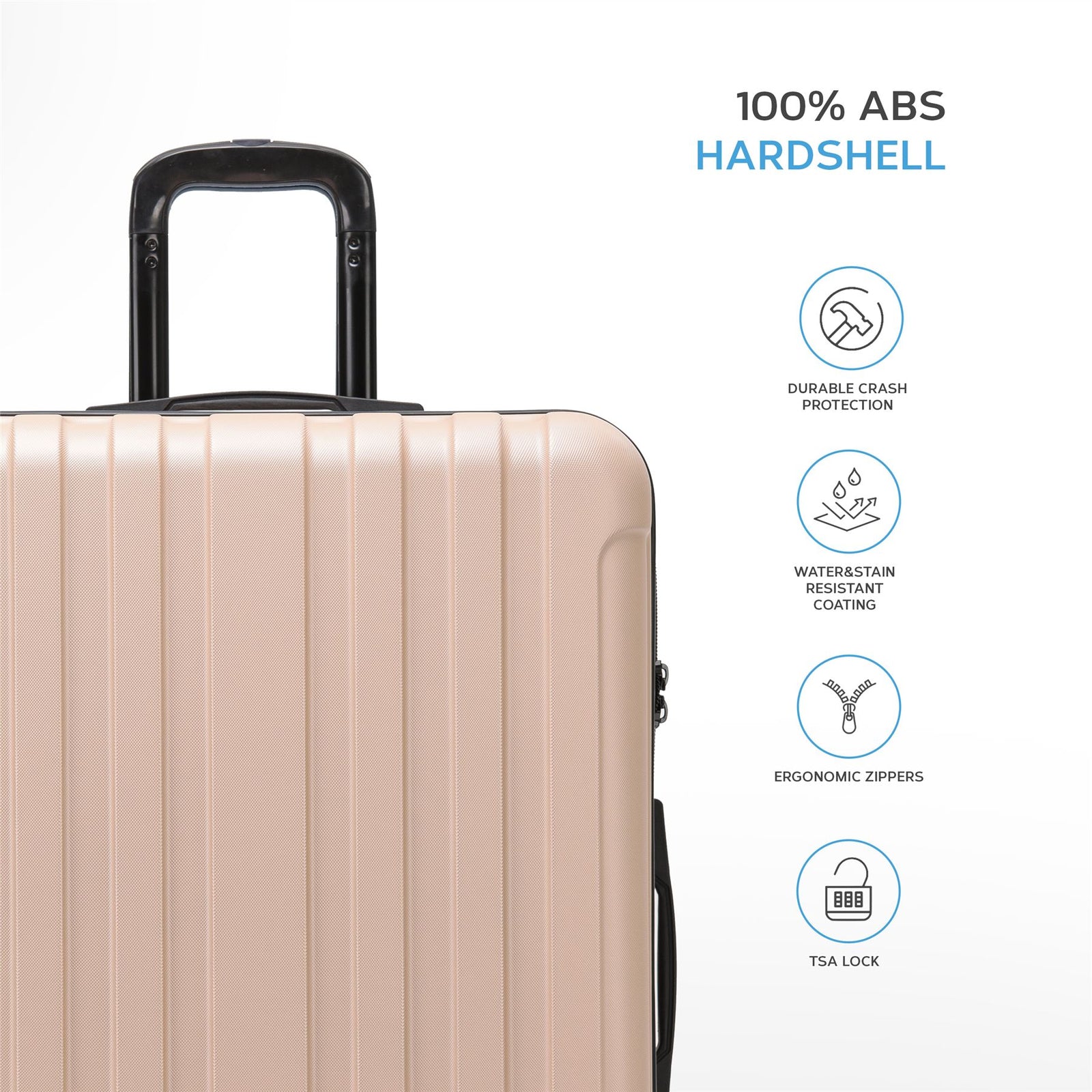 Large 30" Hard Shell Check In Suitcase 8 Spinner Wheels Hold Luggage | Large | Champagne