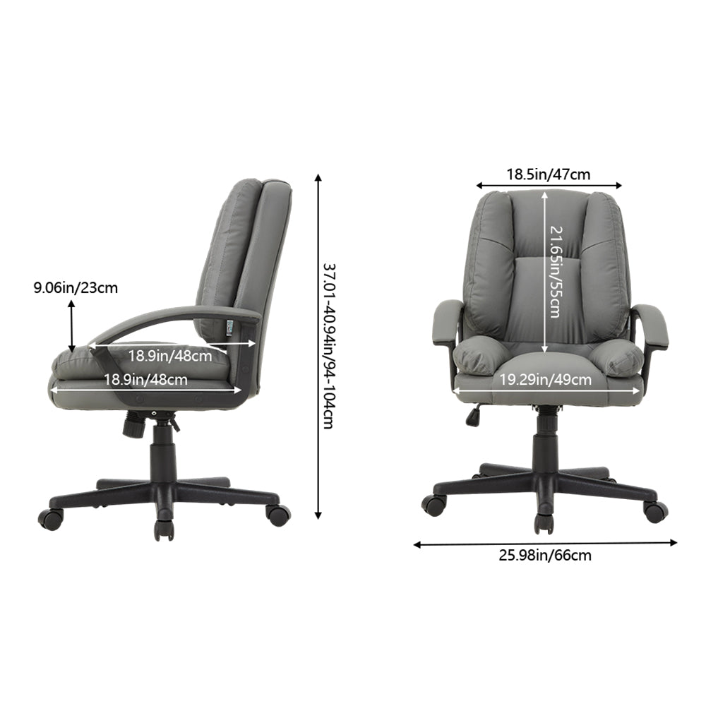 Pu Office Chair With High Back, Adjustable Gas Lift, 360° Swivel & Armrests | Dark Grey