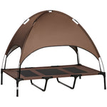 Pawhut 122cm Elevated Dog Bed Cooling Raised Pet Cot Uv Protection Canopy | Brown