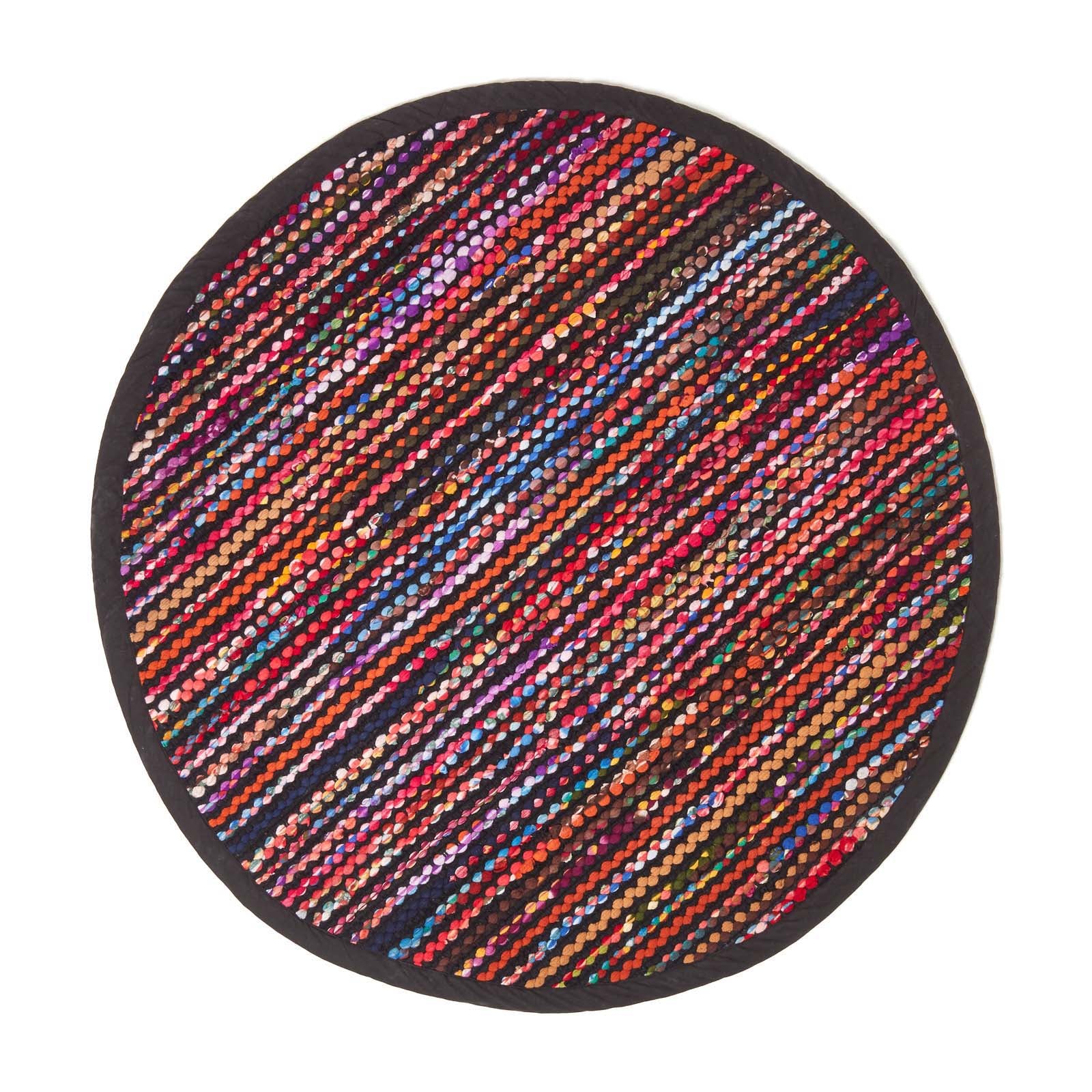 Handwoven Multi Coloured Recycled Chindi Folk Rug | 150cm | Multi Colour