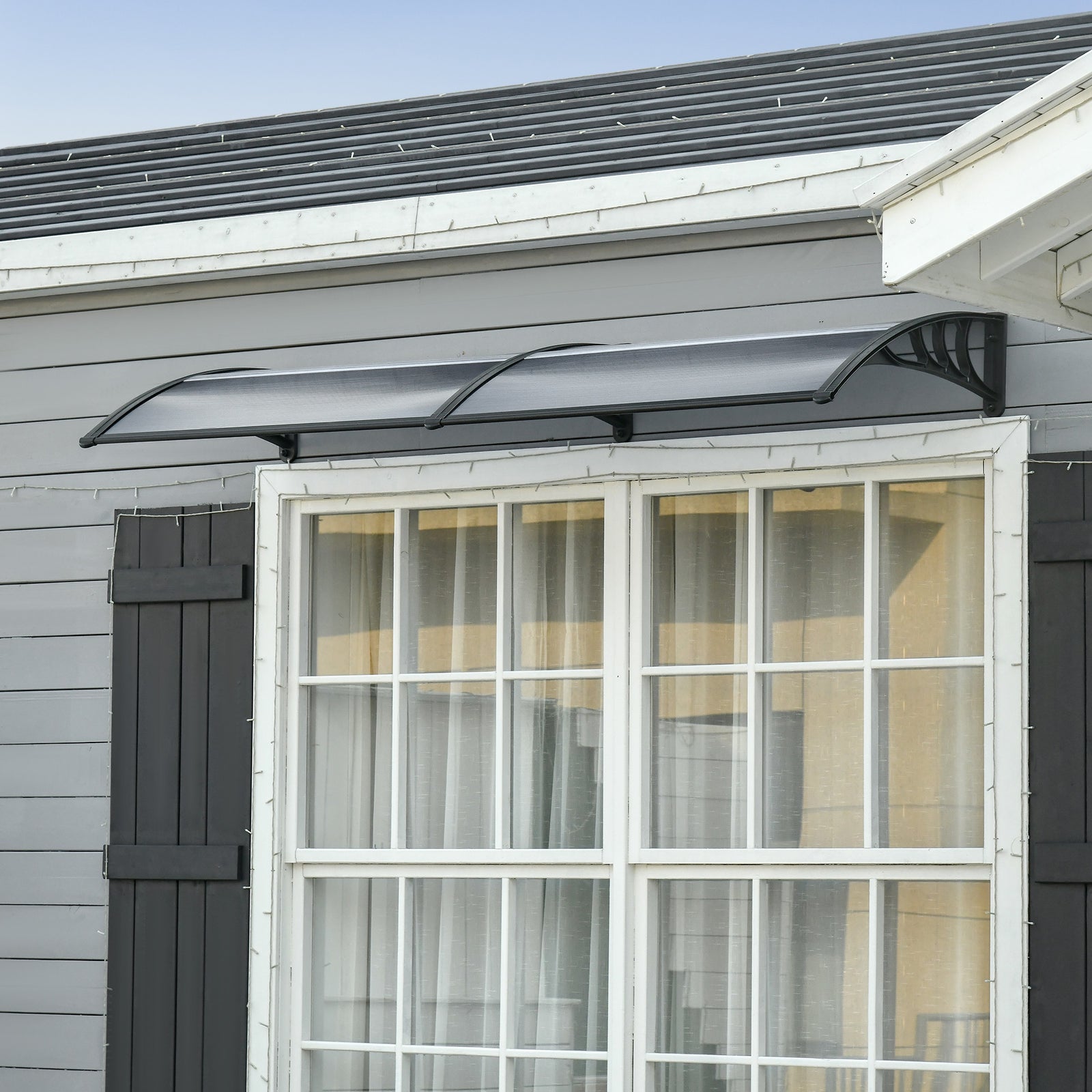 Door Canopy, Outdoor Rain Shelter, 196 X 75cm | Black