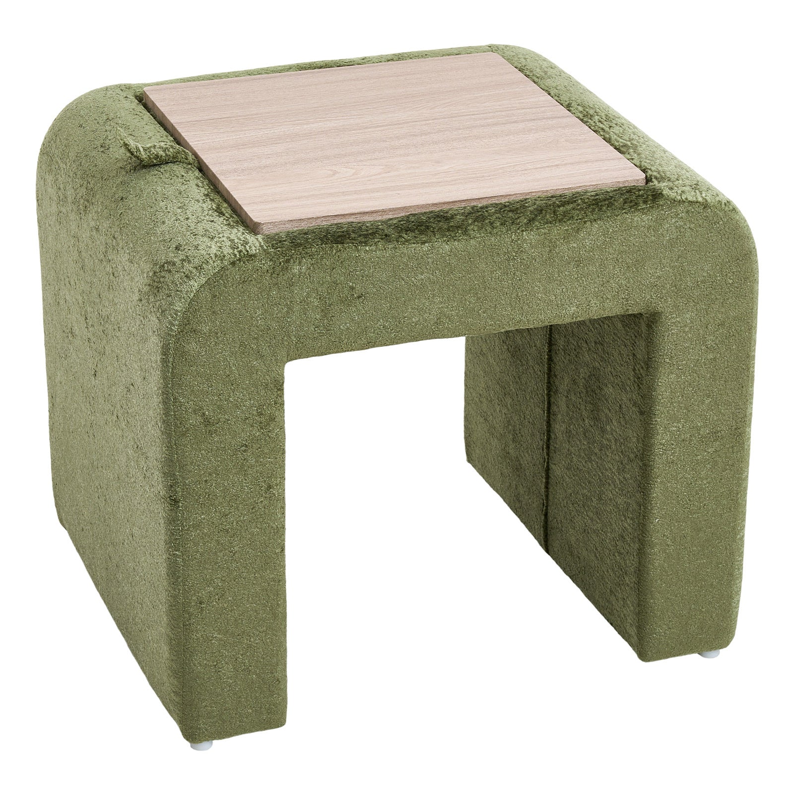 Modern Upholstered Footstool | Green