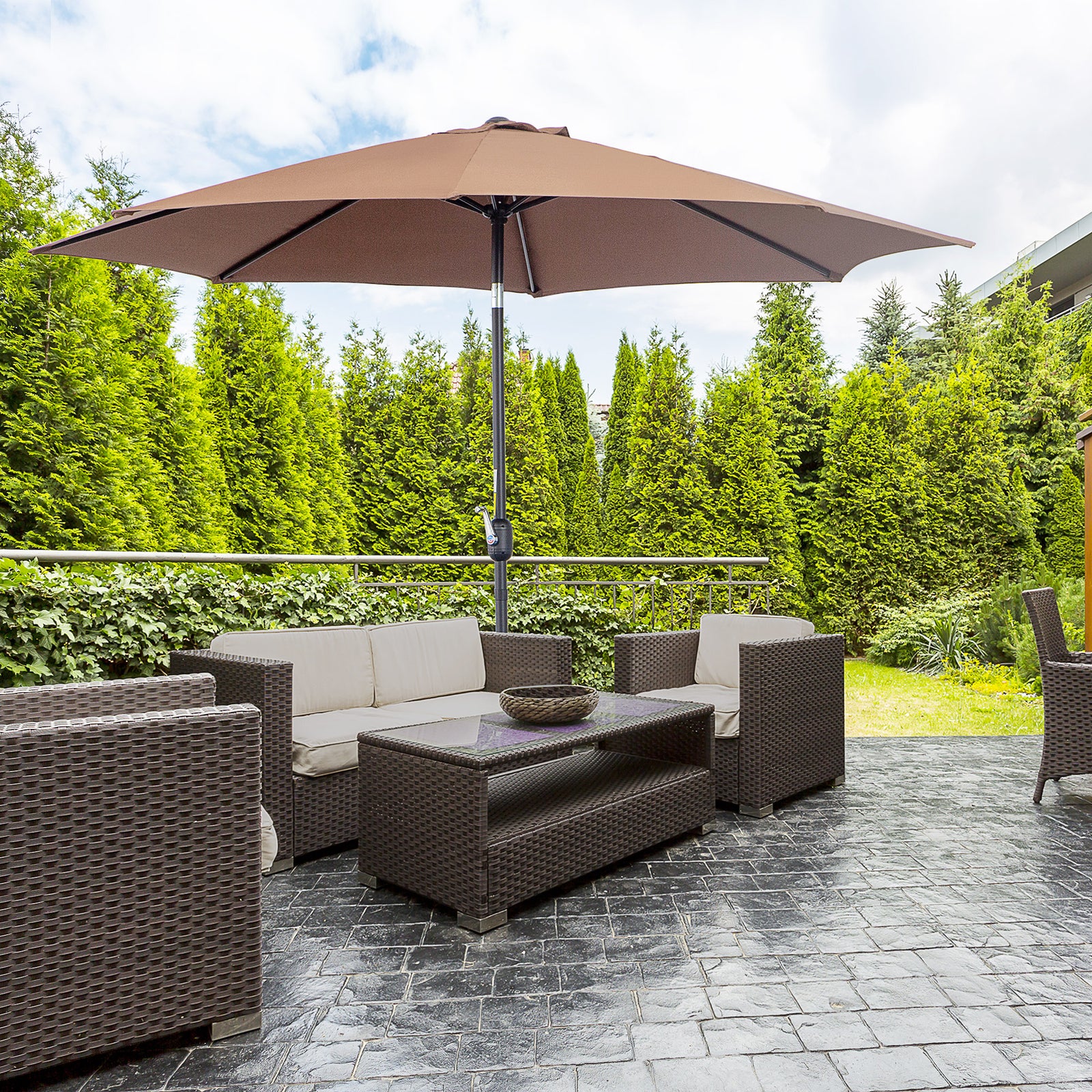 3m Patio Umbrella With Tilt And Crank | Coffee