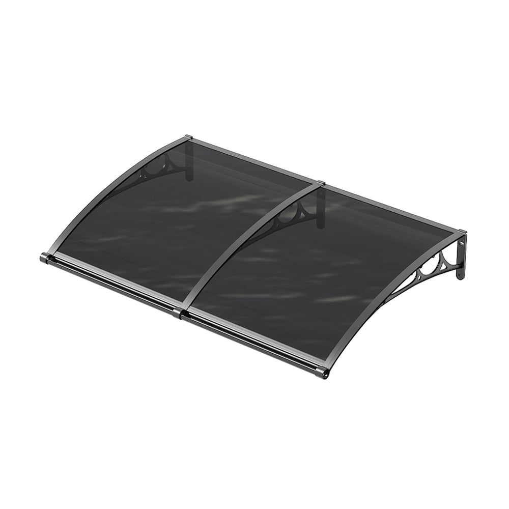 1-2m W x 1m D Curved Outdoor Door Window Awning Canopy | Medium | Dark Grey