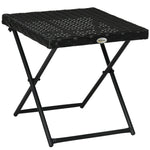 Folding Rattan Coffee Table W/ Steel Frame Bistro Garden | Black