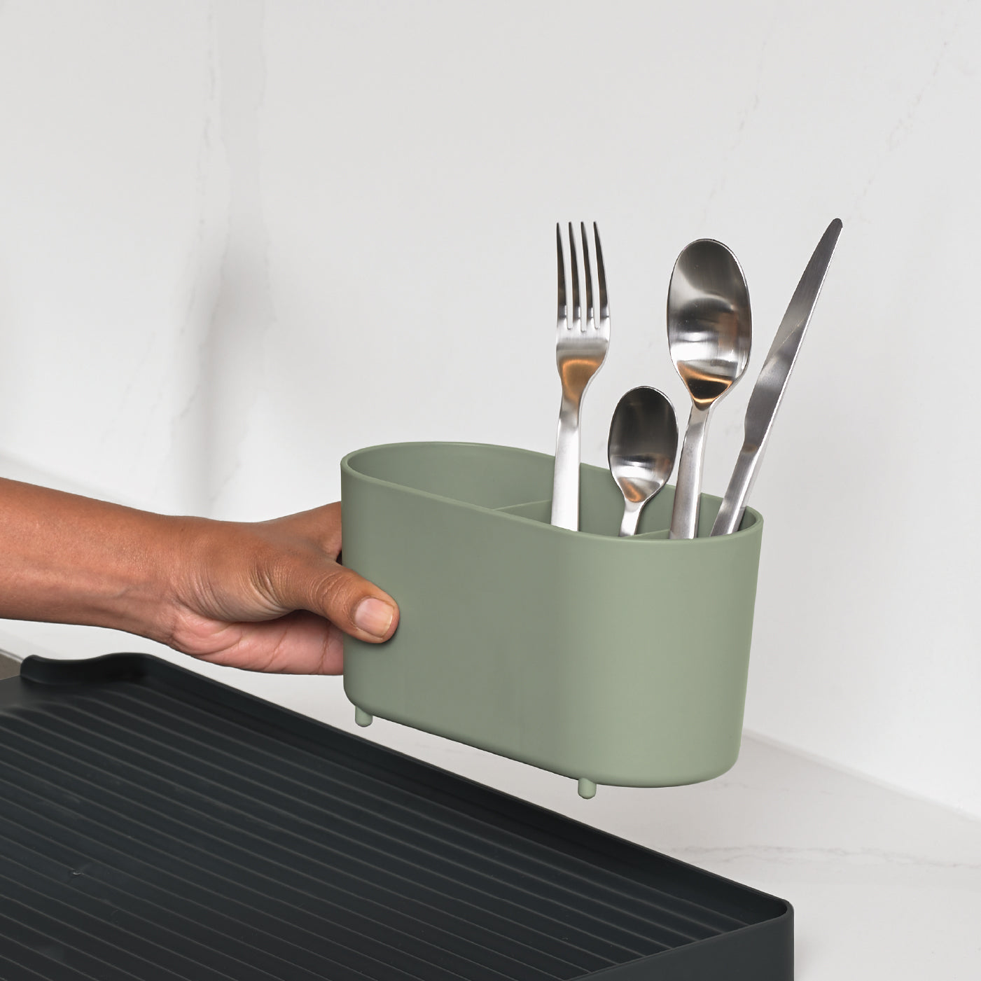 Large Recycled Draining Rack - Charcoal Grey Kitchen Dish Drainer - Holds up to 10 Plates - Made in the UK