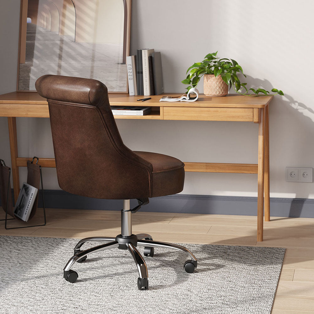 Mid-back Pu Leather Buttoned Swivel Office Chair