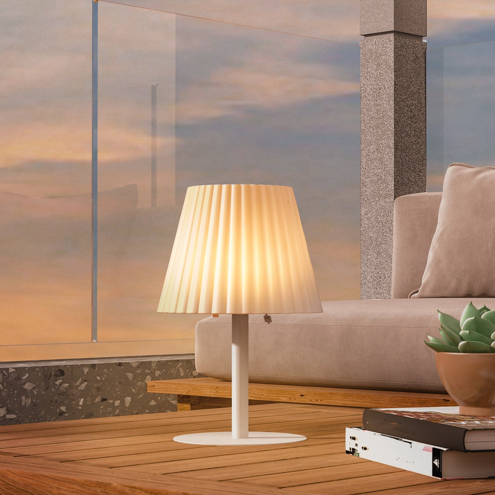 Outdoor Table Lamp With Solar And Usb Charge, Cordless