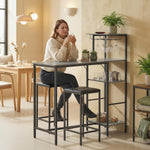 3pcs Breakfast Bar Table And Stools Set 4-tier Shelving | Grey