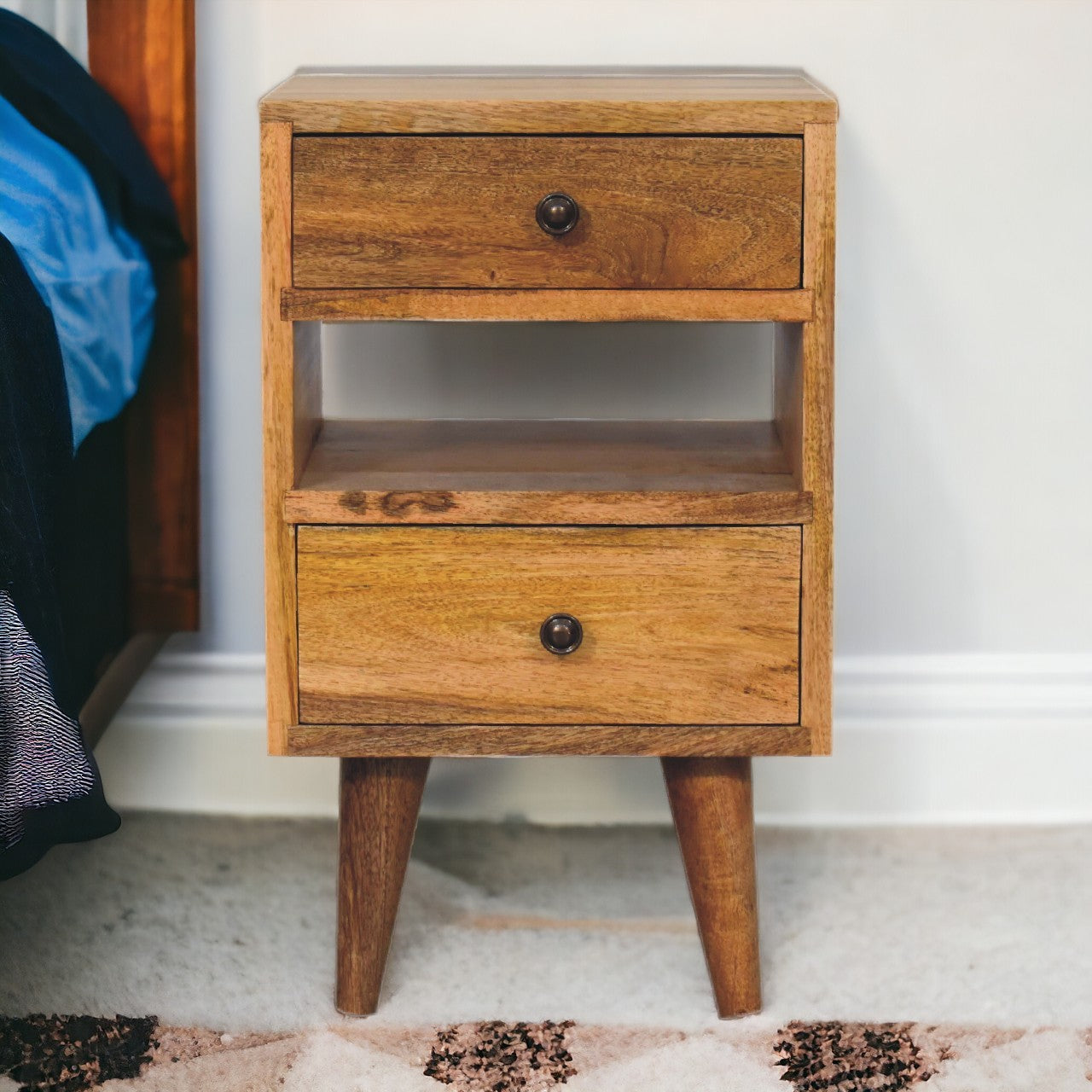 Solid Wood Mini Classic Multi Oak-ish Bedside