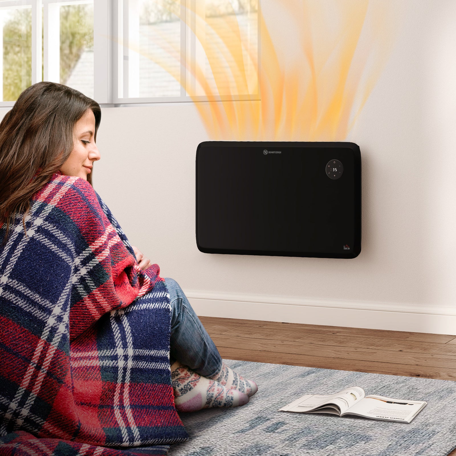 1200w Electric Convector Heater Quiet With Led Display | One Size | Black