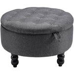 Round Linen Storage Ottoman With Removable Tray 70cm Dia X 45cm H