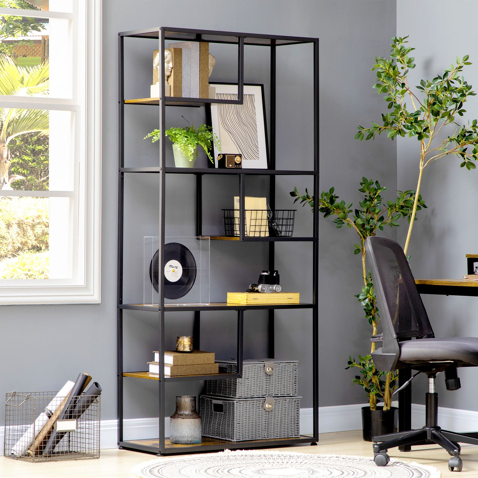 7 Tier Storage Shelves, Free Standing Book Shelf For Study