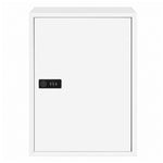 Medicine Cabinet Lockable Storage Box Wall Mounted Metal Home,white