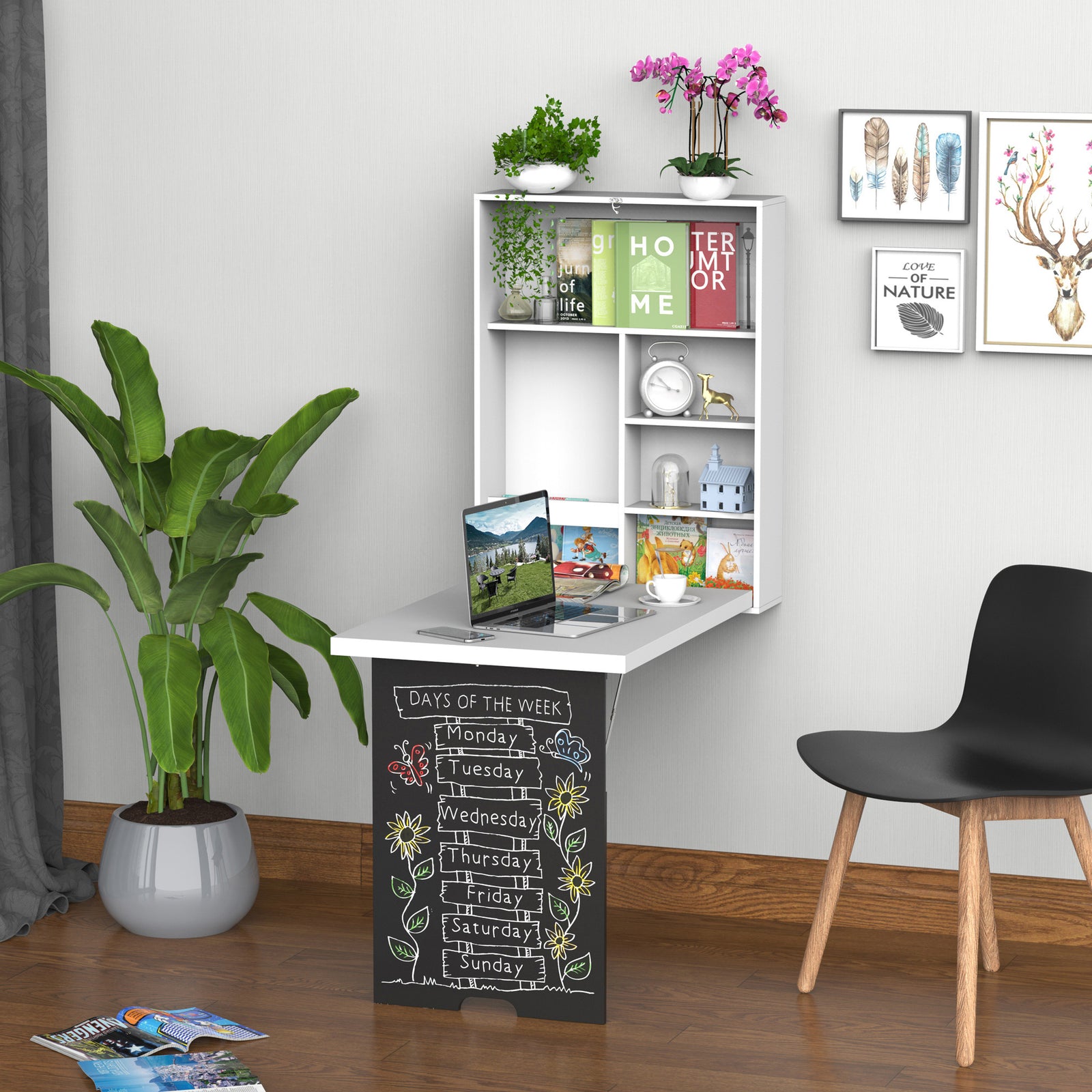Multi-functional Folding Wall-mounted Drop-leaf Table | Black