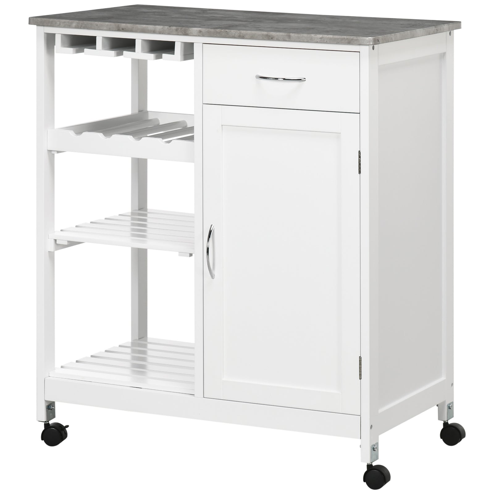 Compact Trolley With Wine Rack, Cabinet