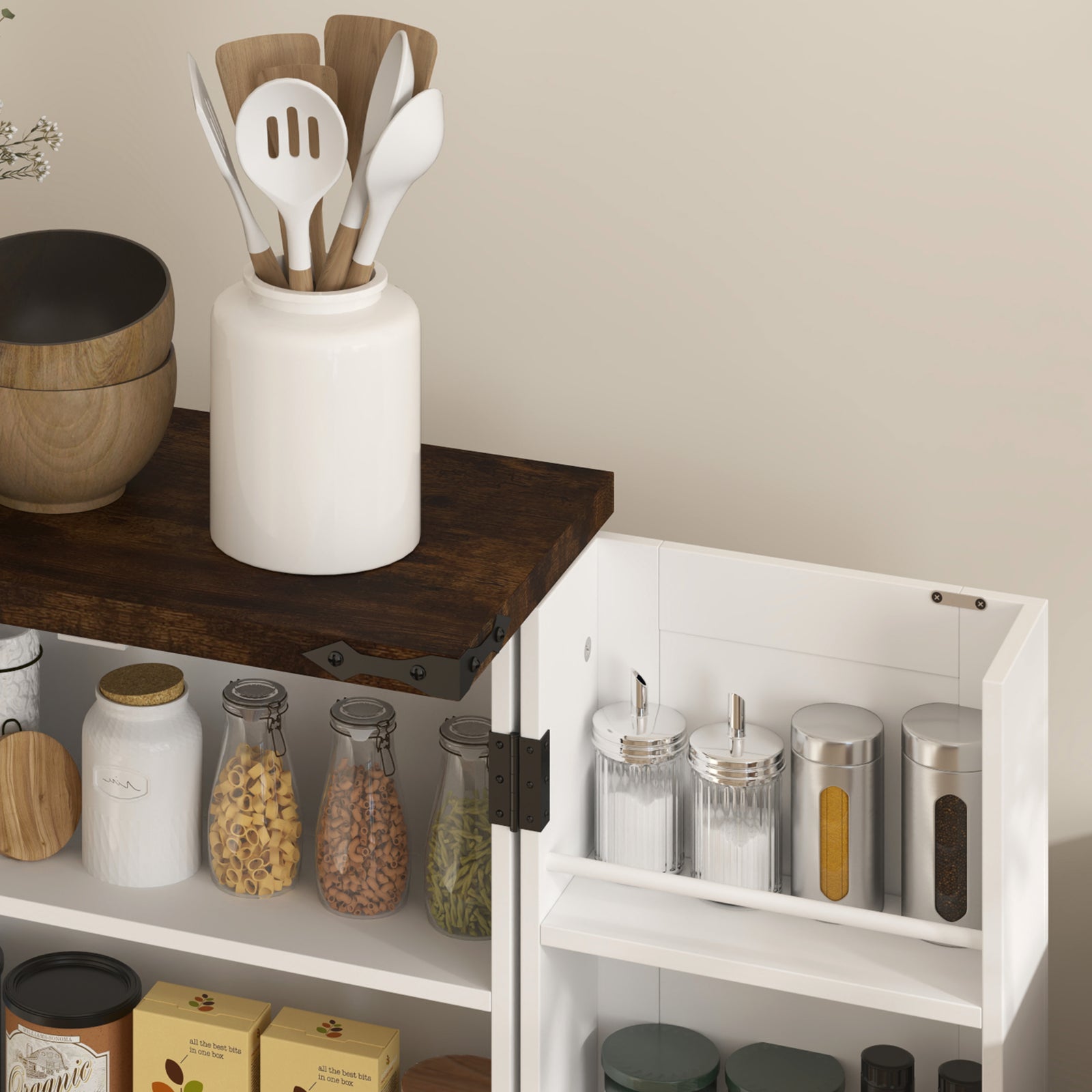 Kitchen Cupboard Pantry Cabinet With Adjustable Shelves White