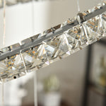 HOMCOM Led Dimmable Chandelier With 2 Crystal Rings Flexible Cable