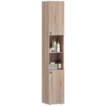 HOMCOM 182 Cm Tall Bathroom Cabinet With Adjustable Shelves, Natural