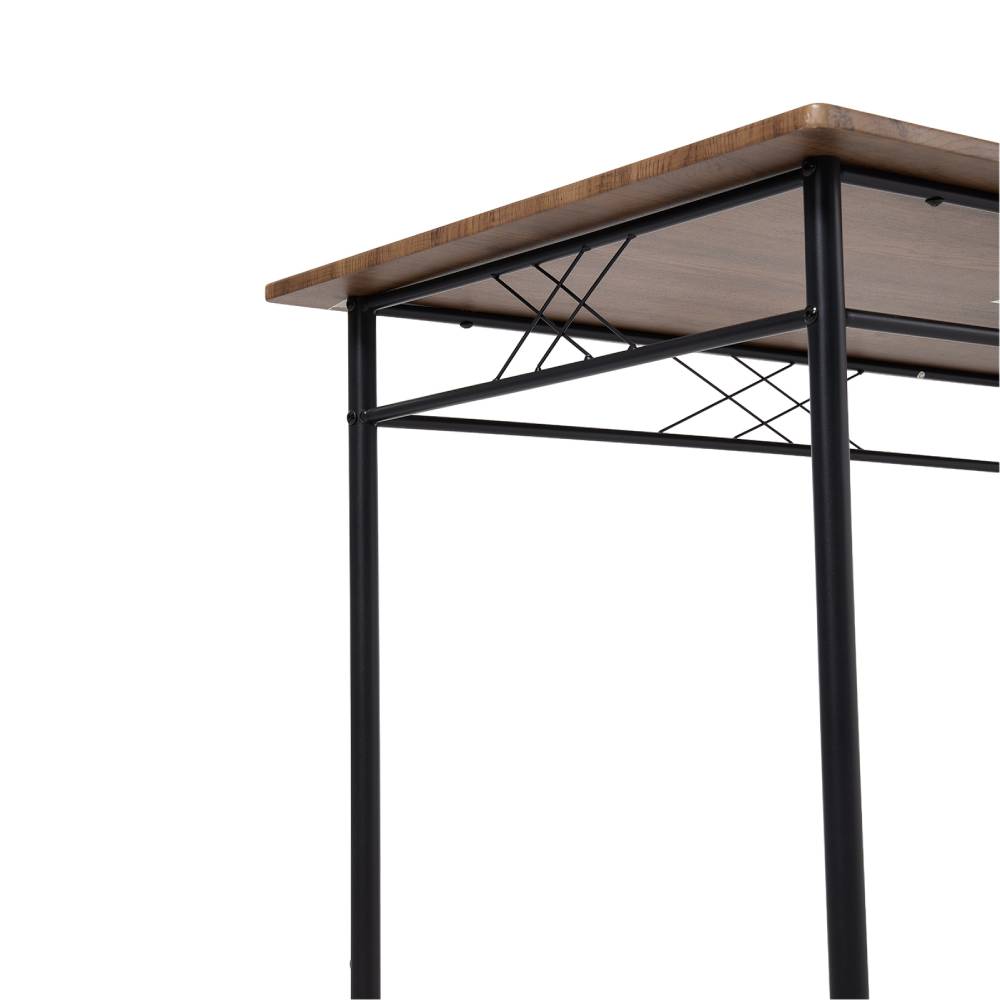 5-piece Dining Table Set With 4 Chairs, Oak Wood Grain Mdf Top & Black Metal Frame