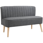 Velvet/linen Double Sofa With Wood Frame Foam Padding | One Size | Charcoal Gray