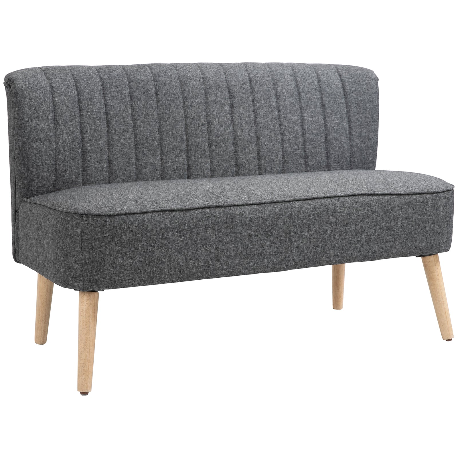 Velvet/linen Double Sofa With Wood Frame Foam Padding | One Size | Charcoal Gray