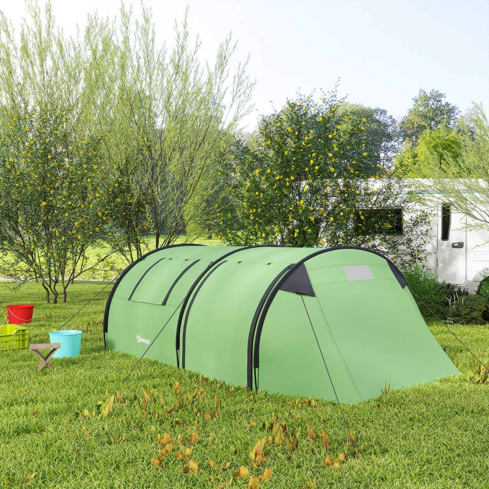 2 Room Camping Family Tent For 3-4 Man, 3000mm Waterproof | Green