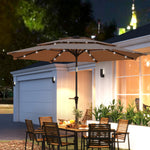 3-tier Garden Parasol W/ Solar Led Lights, Tilt, Crank | Khaki