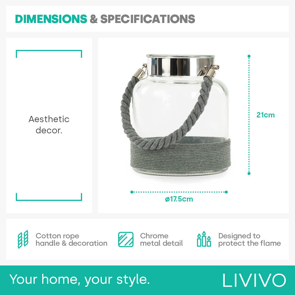 Hurricane Glass Lantern - Grey
