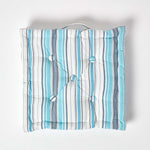 Cotton Striped Floor Cushion | 40cm x 40cm | Blue