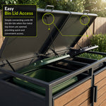 Outdoor Metal Bin Storage Double Wheelie Bin Storage Shed - Wood Slat Doors