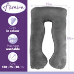 U Shaped Pregnancy Pillow, 135x75x20cm Shredded Memory Foam Full Body Maternity Cushion For Sleeping | U Shape | Grey