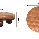 Sfera Coffee Table – Solid Mango Wood & Tufted Leather Statement Piece